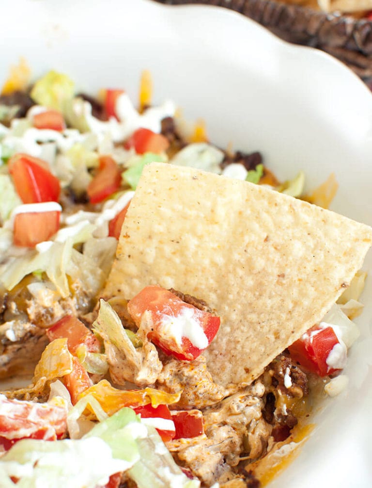 Taco Dip with Meat and Cream Cheese - Dip Recipe Creations