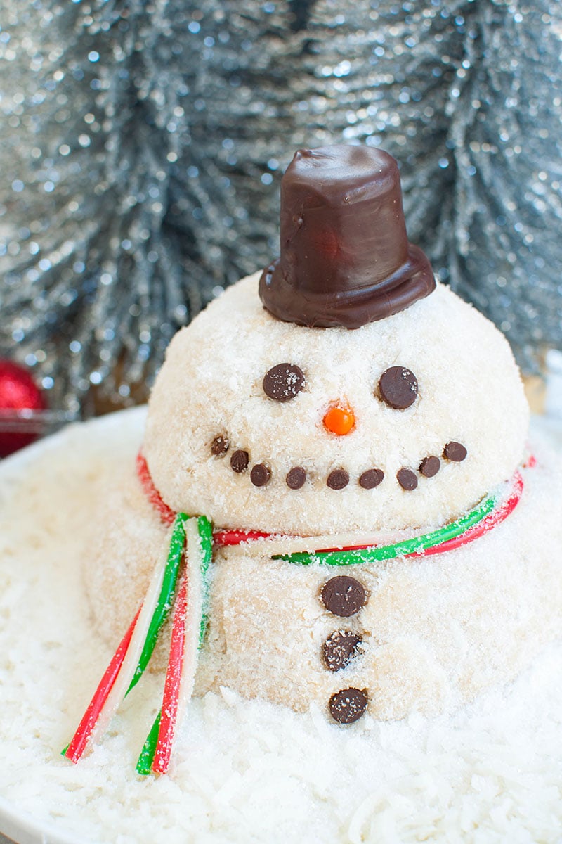 Snowman Cheese Ball Christmas Dessert - Dip Recipe Creations